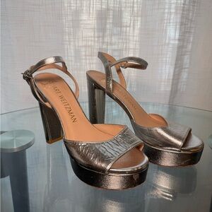 Stuart Weitzman Silver Platform Sandals